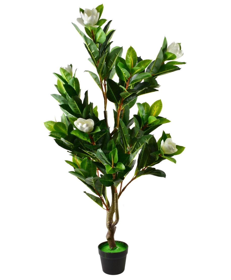 VIRIDIS Kwiat sztuczny 135cm w doniczce Magnolia 6 kwiatów