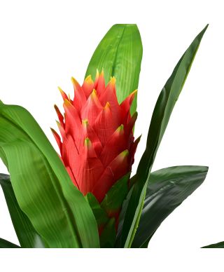 VIRIDIS Kwiat sztuczny 80cm w doniczce czerwony kwiat Bromelia