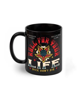 Stranger Things 4 Roll For Your Life - czarny kubek