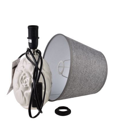 LETI GREY Lampa stołowa 11x20x31,5cm tłoczony kwiat