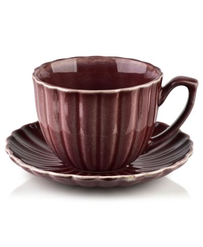 EVIE BURGUNDY Filiżanka ze spodkiem 300ml