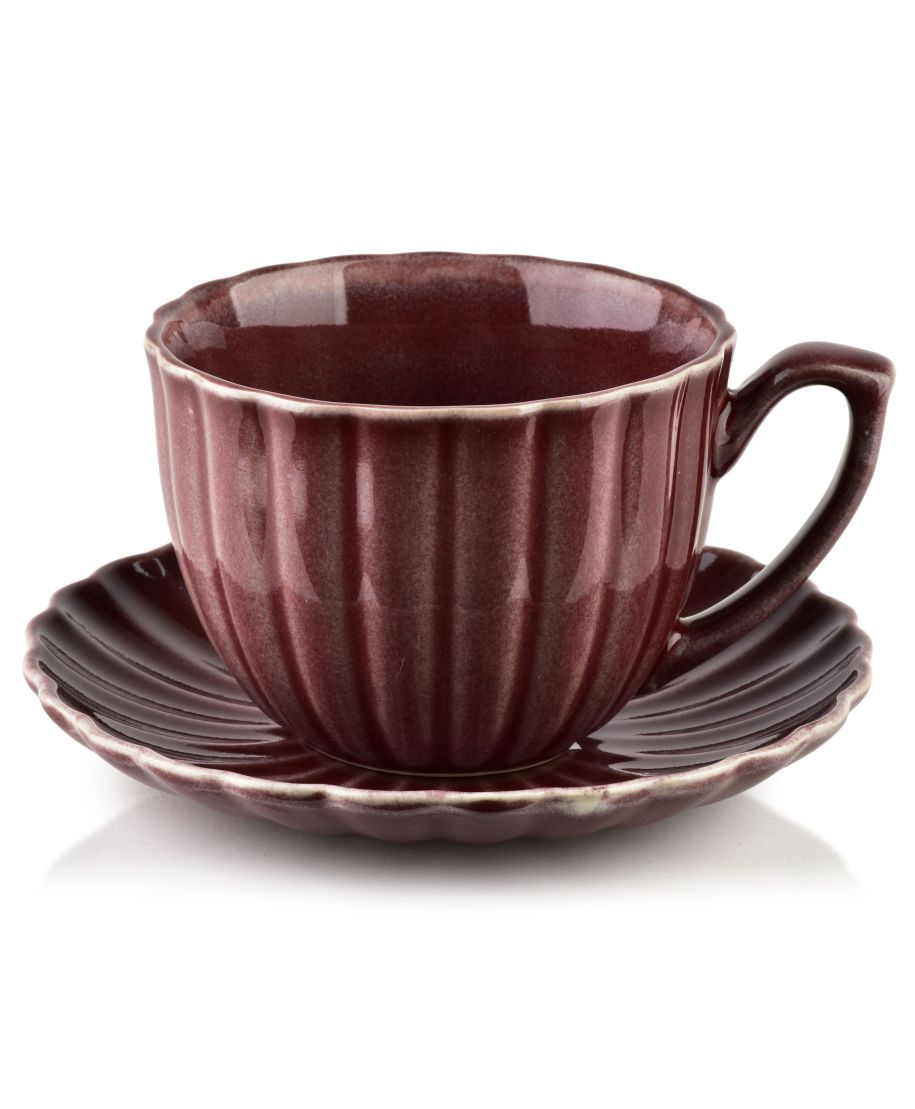 EVIE BURGUNDY Filiżanka ze spodkiem 300ml