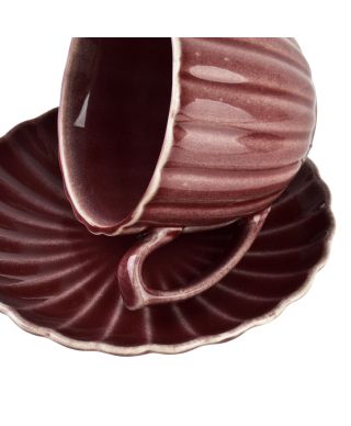 EVIE BURGUNDY Filiżanka ze spodkiem 300ml