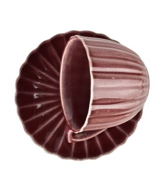 EVIE BURGUNDY Filiżanka ze spodkiem 300ml
