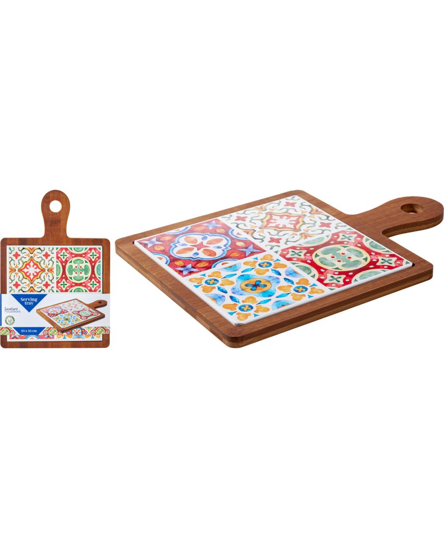 Płaska taca do serwowania z bambusa 33 cm