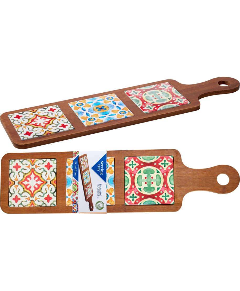 Długa taca do serwowania z bambusa 49 cm