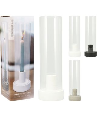 Świecznik z cementu i szkła 9x9x29 cm 3kolory do wyboru