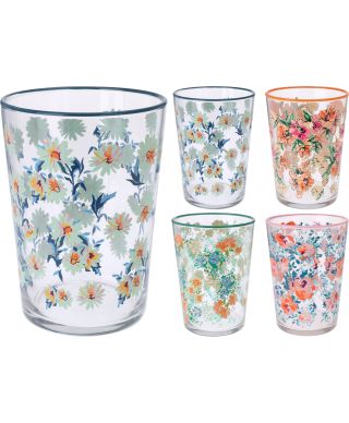 Szklanka z kwiatowym wzorem ze szkła 8,8x12 cm 510 ml