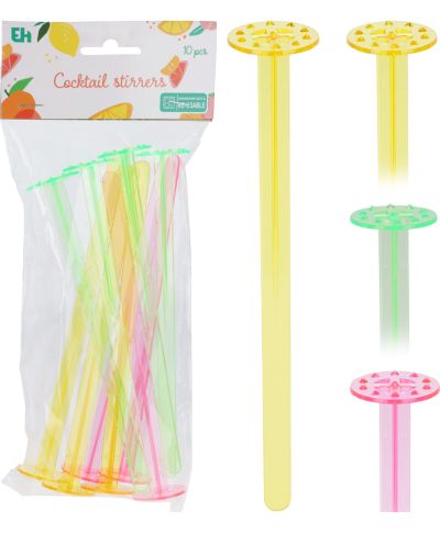 Ozdobne mieszadełka do drinków z polistyrenu 28 cm 10 szt. 3 kolory do wyboru