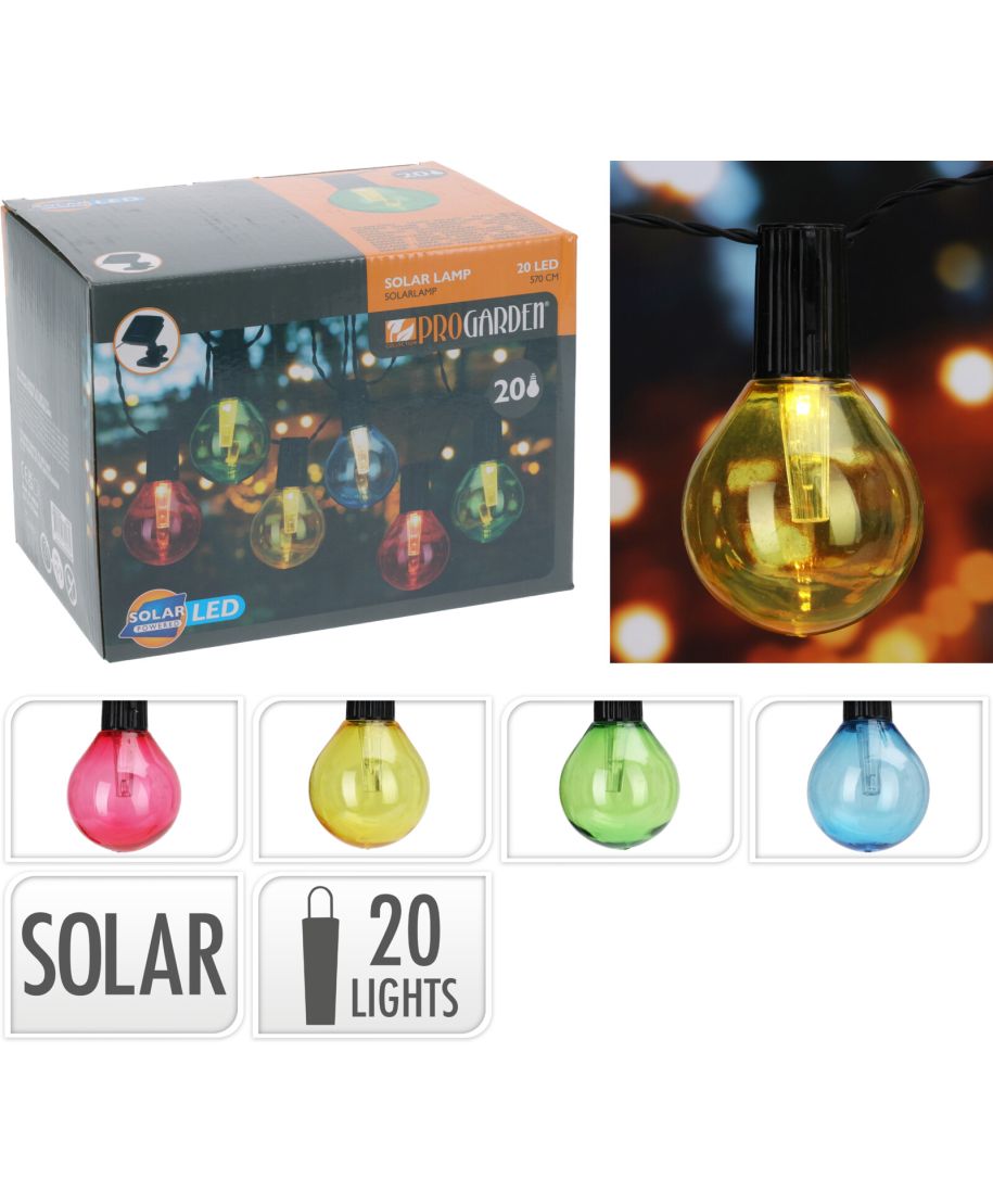 Łańcuch świetlny solarny 20 LED z polipropylenu 200 cm multikolor
