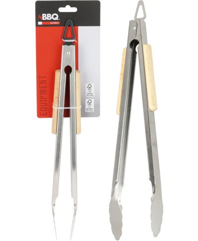 Szczypce do grilla ze stali nierdzewneji drewna 37,5 cm