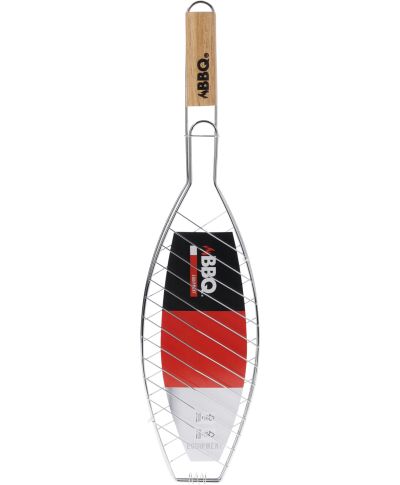 Koszyk do grillowania ryb z metalu i drewna 14x58 cm