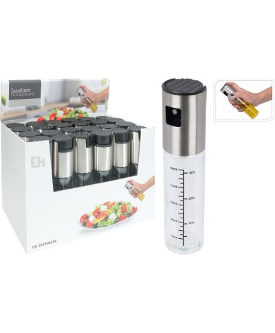 Elegancki dozownik do oliwy ze szkła i stali 18 cm 100 ml