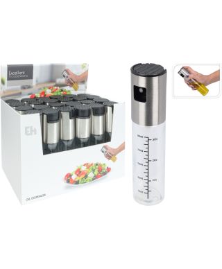 Elegancki dozownik do oliwy ze szkła i stali 18 cm 100 ml