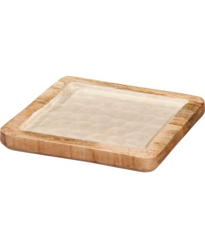 Taca kwadratowa do serwowania z drewna mango 20x20x2 cm