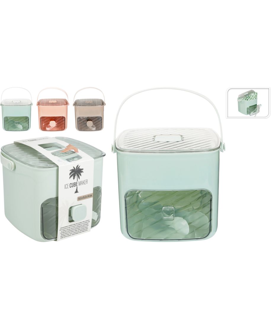 Foremki do lodu z pojemnikiem z polipropylenu 17,5x16,5x14,5 cm 3 kolory do wyboru