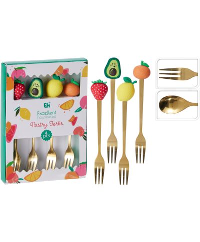 Uroczy zestaw widelczyków/łyżeczek ze stali nierdzewnej 14 cm 4 szt.