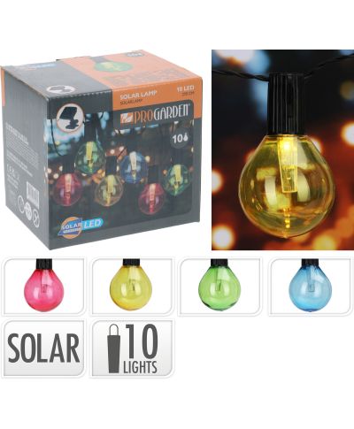 GIRLANDA OGRODOWA SOLARNA 10 ŻARÓWEK LED MULTIKOLOR