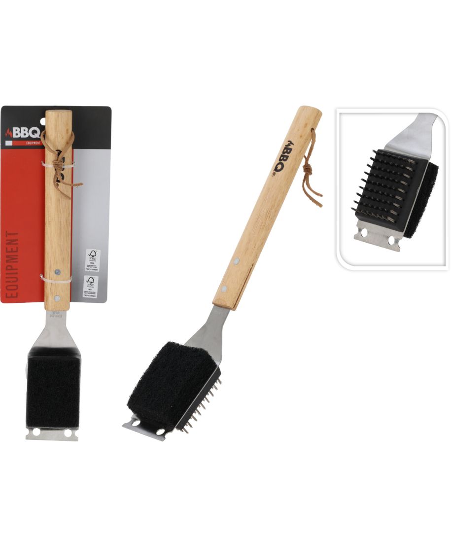 Szczotka do czyszczenia grilla ze stalinierdzewnej i drewna 39,5x9,1 cm