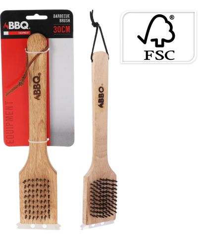 Szczotka do grilla z drewna kauczukowego 30x6,5x3,5 cm