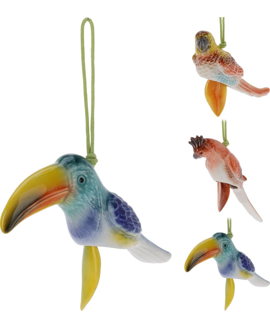 DZWONEK WIETRZNY PTAK Z PORCELANY 16CM 3 WZORY