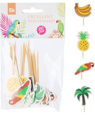 Letnie patyczki do koktajli z bambusa 10 cm 20 sztuk