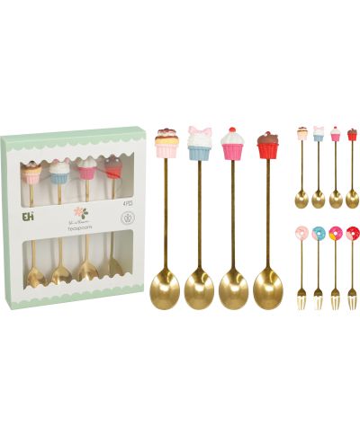 Zestaw widelczyków/łyżeczek ze stali nierdzewnej 14 cm 4 szt.