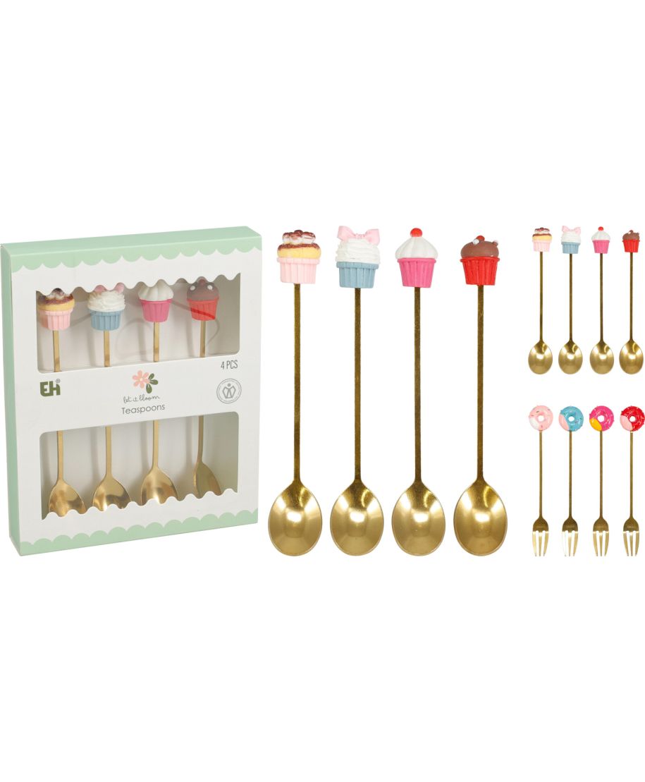 Zestaw widelczyków/łyżeczek ze stali nierdzewnej 14 cm 4 szt.