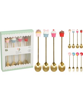 Zestaw widelczyków/łyżeczek ze stali nierdzewnej 14 cm 4 szt.