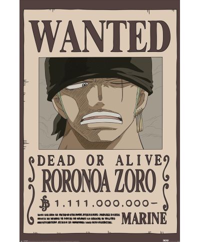 One Piece Wanted Zoro - plakat