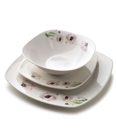 LEA PINK Komplet obiadowy 18części miska 16,5cm 500ml/18cm/24cm