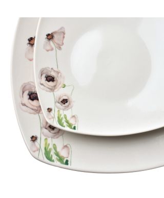 LEA PINK Komplet obiadowy 18części miska 16,5cm 500ml/18cm/24cm