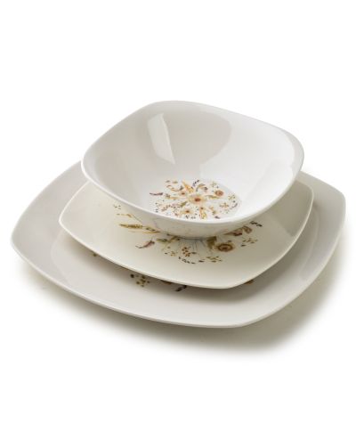 LEA BEIGE Komplet obiadowy 18części miska 16,5cm 500ml/18cm/24cm