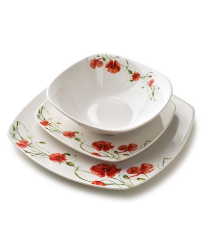 LEA POPPY Komplet obiadowy 18części miska 500ml 16,5cm/18cm/24cm