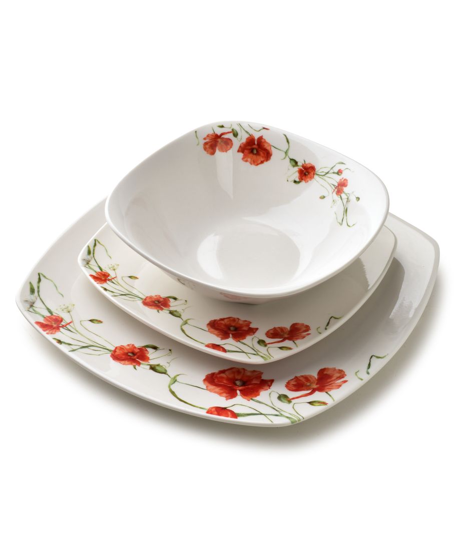 LEA POPPY Komplet obiadowy 18części miska 500ml 16,5cm/18cm/24cm