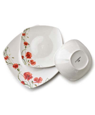 LEA POPPY Komplet obiadowy 18części miska 500ml 16,5cm/18cm/24cm