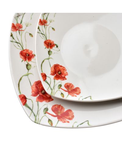 LEA POPPY Komplet obiadowy 18części miska 500ml 16,5cm/18cm/24cm