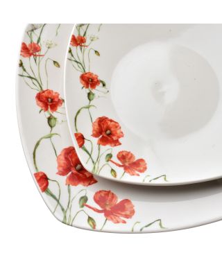 LEA POPPY Komplet obiadowy 18części miska 500ml 16,5cm/18cm/24cm