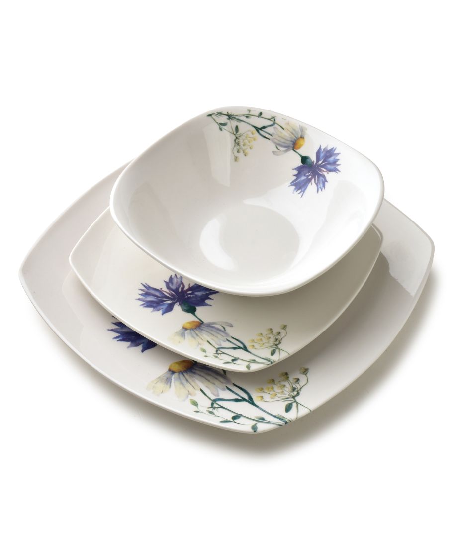 LEA CORNFLOWER Komplet obiadowy 18części miska 16,5cm 500ml/18cm/24cm