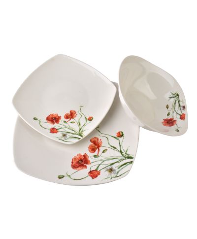 LEA POPPY Komplet obiadowy 18części16cm 500ml/18cm/24cm