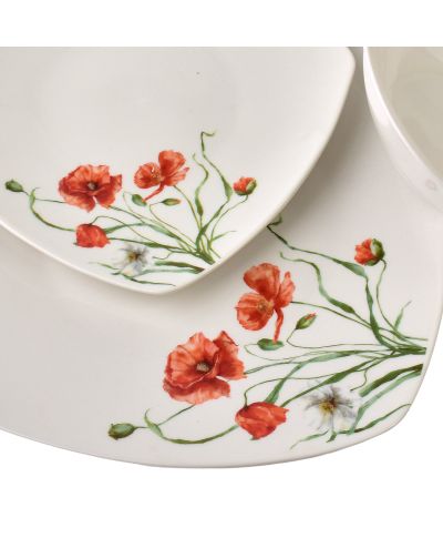 LEA POPPY Komplet obiadowy 18części16cm 500ml/18cm/24cm