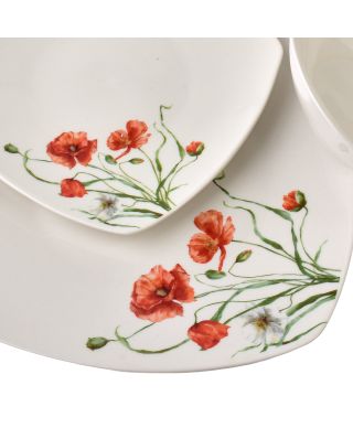 LEA POPPY Komplet obiadowy 18części16cm 500ml/18cm/24cm