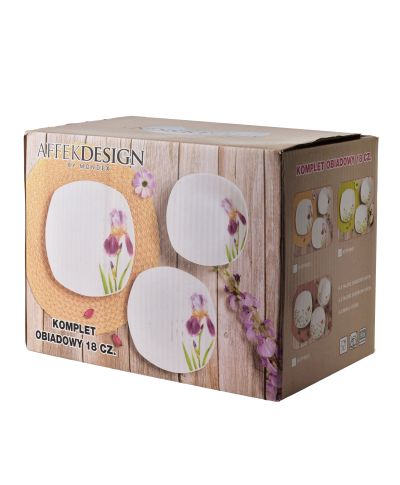LEA IRIS Komplet obiadowy 18cz. miska 500ml 16,5/19,5/22cm