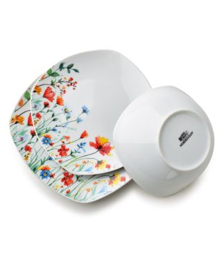 LEA SMOOTH Komplet obiadowy 18cz.miska 500ml 16,5/19,5/22cm