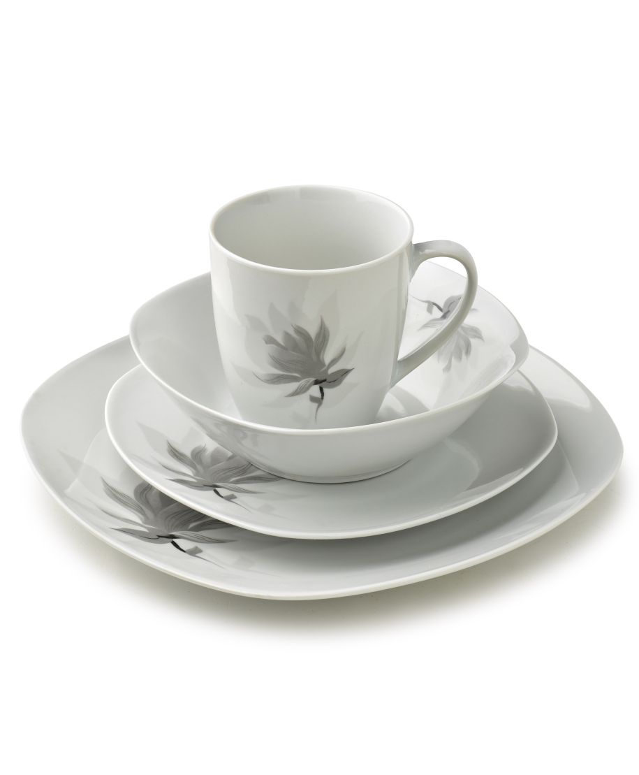 MAGNOLIA Komplet obiadowy 16 cz.  kubek 370ml/miska 500ml 17/19,5/25,5cm