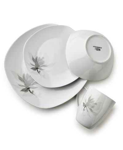 MAGNOLIA Komplet obiadowy 16 cz.  kubek 370ml/miska 500ml 17/19,5/25,5cm