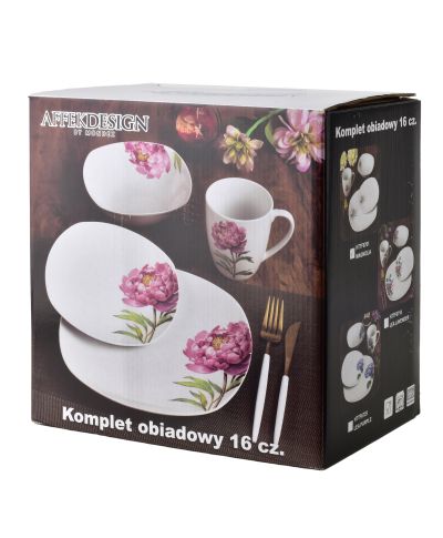 LEA LAVENDER Komplet obiadowy 16cz. kubek 370ml/miska 500ml 17/19,5/25,5cm