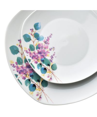 LEA LAVENDER Komplet obiadowy 16cz. kubek 370ml/miska 500ml 17/19,5/25,5cm