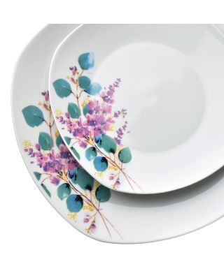 LEA LAVENDER Komplet obiadowy 16cz. kubek 370ml/miska 500ml 17/19,5/25,5cm