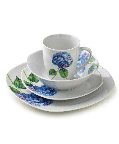 LEA PURPLE Komplet obiadowy 16cz.  kubek 370ml/miska 500ml 17/19,5/25,5cm